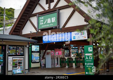 Stazione di Enoshima, Prefettura di Kanagawa, Giappone Foto Stock