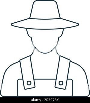 Icona del contadino. Bianco e nero semplice segno dalla collezione agricoltura. Icona Farmer per logo, modelli, web design e infografiche. Illustrazione Vettoriale