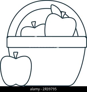 Icona di Apple Harvest. Bianco e nero semplice segno dalla collezione agricoltura. Icona Apple Harvest per logo, modelli, web design e infografiche. Illustrazione Vettoriale