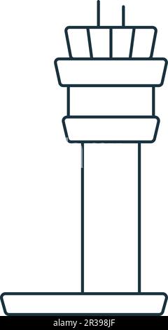 Icona della torre di controllo. Semplice segnale monocromatico dalla collezione di elementi dell'aeroporto. Icona della torre di controllo per logo, modelli, web design e infografiche. Illustrazione Vettoriale