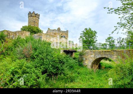 Castello di Mühlburg, uno dei cosiddetti castelli di Drei Gleichen a Mühlberg, comune di Drei Gleichen, Turingia, Germania. Foto Stock