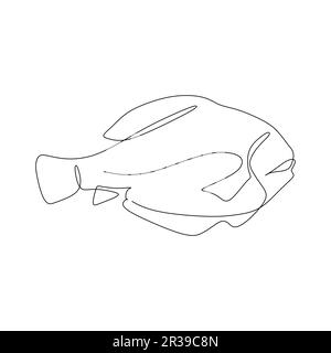 Pesca un disegno continuo a una linea. Illustrazione vettoriale di un pesce di mare. Illustrazione Vettoriale