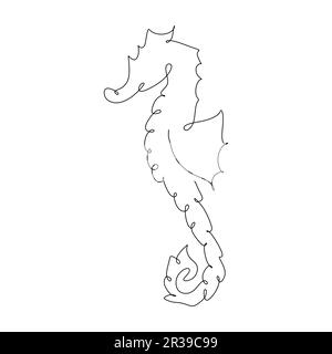 Cavalluccio marino. Cavallo di mare singola icona in stile contorno vettore simbolo stock illustrazione web. Illustrazione Vettoriale