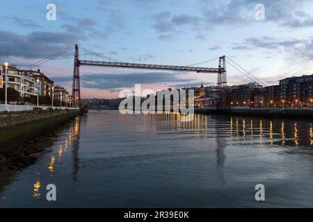 Ponte Bizkaia tra Portugalete e Las Arenas (Getxo), Spagna Foto Stock