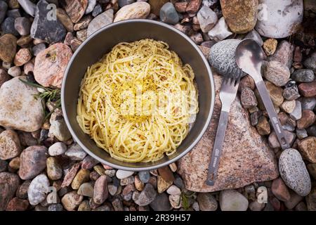 Pasta con pesto Foto Stock