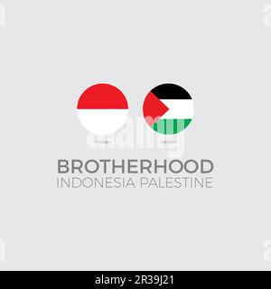 Brotherhood Indonesia Palestina Vector Design Illustrazione Vettoriale