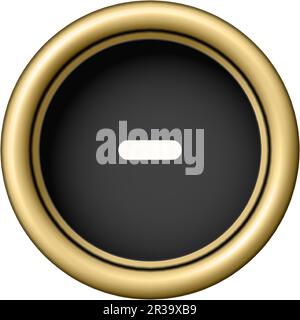 Segno meno. Pulsante della macchina da scrivere in oro vintage isolato su sfondo bianco. Elemento grafico per scrapbooking, adesivo, sito web, simbolo, icona. V Illustrazione Vettoriale