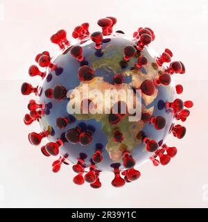 Illustrazione artistica 3D del coronavirus Foto Stock