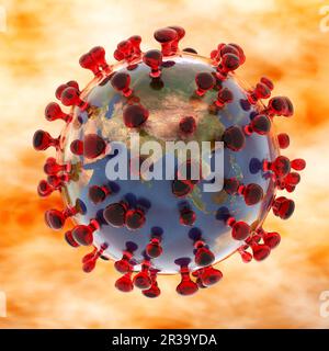 Illustrazione artistica in 3D del coronavirus sars-cov-2 Foto Stock