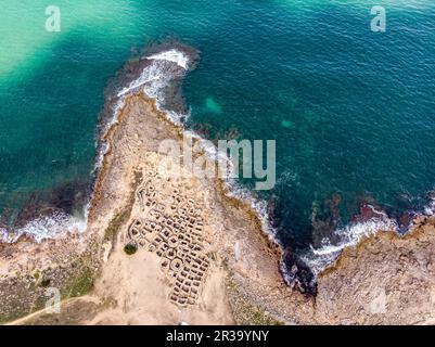 Necropoli Punta dels Fenicis, Son Real, comune di Santa Margalida, Baia di Alcudia, Maiorca, Spagna. Foto Stock