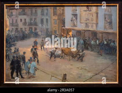 Pablo Uranga, pietra di trascinamento dei buoi a Elgeta, 1903, olio su tela, Museo de Bellas Artes, Bilbao, Spagna. Foto Stock