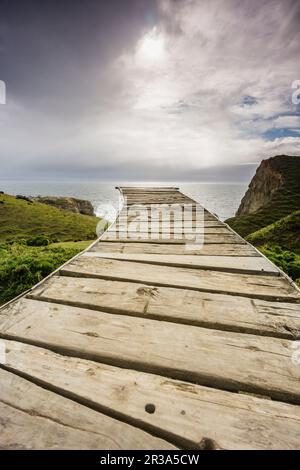 Muelle de las ánimas, Pirulil, costa occidental de la Isla Grande de Chiloé ,provincia de Chiloé ,Región de Los Lagos,Patagonia, República de Chile,América Del Sur. Foto Stock