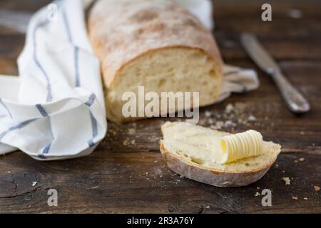 Pane bianco e burro Foto Stock