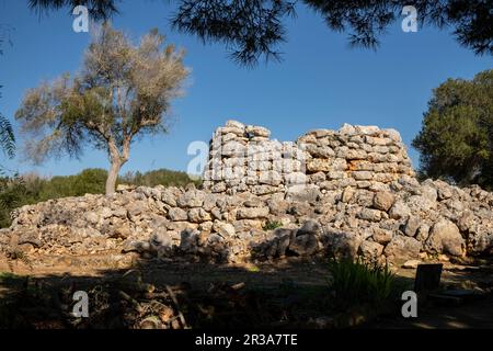 Talayot circolare, conjunto prehistórico de Capocorb Vell, principios del primer milenio a. C. (Edad de Hierro), Monumento Histórico Artístico, Llucmajor, Maiorca, isole Baleari, Spagna. Foto Stock