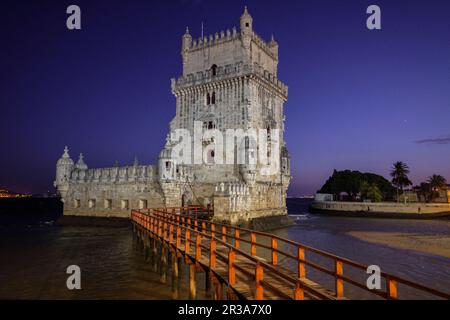 Torre de Belém, arquitectura manuelina, Lisboa, Portogallo. Foto Stock