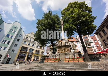 Plaza Rynek, klodzko, Sudetes, Polonia, l'Europa. Foto Stock