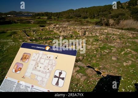 Basilica paleocristiana de Es Cap des Port, siglo V Despues de Cristo. Fornells. Es Mercadal..Menorca Islas Baleares. Spagna. Foto Stock