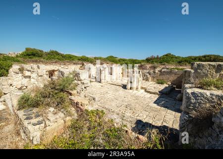 Antigua capilla, Castillo de San Felipe, siglo XVI ,boca del puerto de Mahón, municipio de Villacarlos, Menorca, isole Baleari, Spagna. Foto Stock