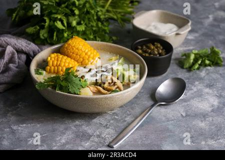 Ajiaco Colombiano - zuppa patata comune in Colombia, Cuba e Perù, America Latina Foto Stock