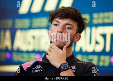 Pierre Gasly (fra) del team Alpine durante un presser al Gran Premio d'Australia di Formula uno il 30 marzo 2023. Foto Stock