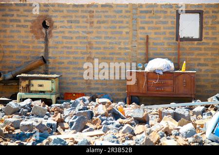 Tornado danneggiato Case in una piccola Township Foto Stock