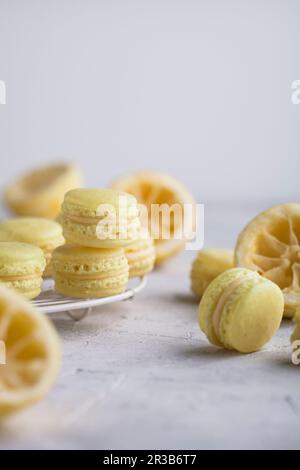 Macarons limone Foto Stock