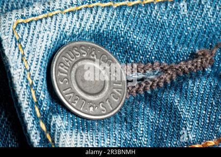 I jeans di Levi si avvicinano al dettaglio Foto Stock