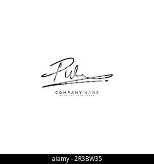 Logo PW Simple Signature - modello vettoriale scritto a mano per il logo P e W. Illustrazione Vettoriale