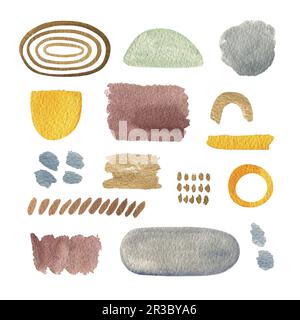Astratto forme isolate impostare l'illustrazione acquerello, design creativo doodle elemento semplice concetto minimalista per poster, arredamento, banner, parete art Foto Stock