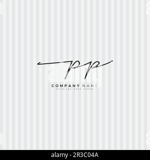 Logo iniziale PP in stile Signature per la fotografia e la moda - vettore con logo Signature disegnato a mano Illustrazione Vettoriale