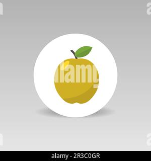 Giallo mela rotonda icona vettoriale Flat design Illustrazione Vettoriale