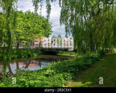 Il fiume EEM da Plantsoen Noord (North Park) nella città olandese di Amersfoort, Paesi Bassi, Europa. Foto Stock