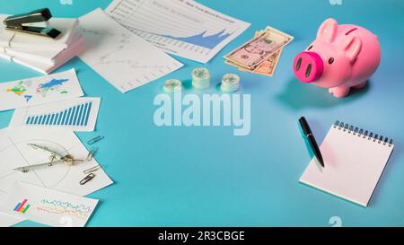 Flay Lay Business Finanza e investimento concetto Foto Stock