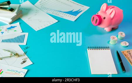 Flay Lay Business Finanza e investimento concetto Foto Stock