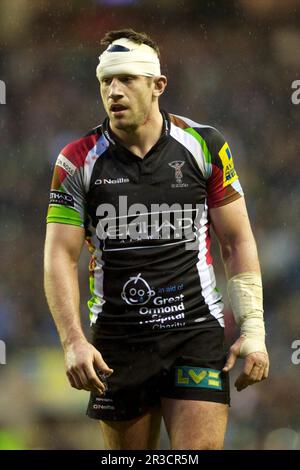 Tom Guest of Harlequins guarda su durante la partita Aviva Premiership tra Harlequins e Londra irlandese a Twickenham il Sabato 29th Dicembre 2012 ( Foto Stock