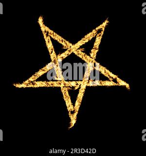 Bruciare fiamme effetto su un Pentagram simbolo Foto Stock