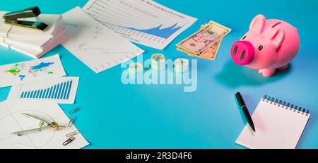 Flay Lay Business Finanza e investimento concetto Foto Stock