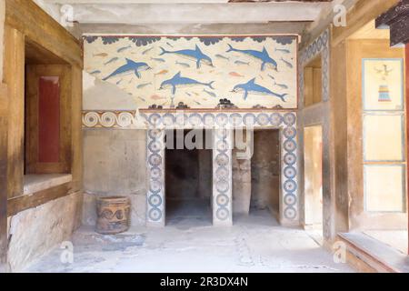 Vecchie mura di Cnosso vicino Heraklion con affresco, Creta, Grecia Foto Stock