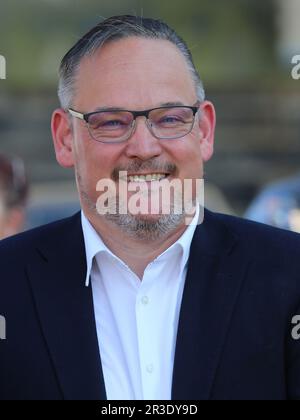 Martin Reichardt, politico tedesco dell'AFD, in occasione di un evento a Magdeburgo il 04.06.2021 Foto Stock