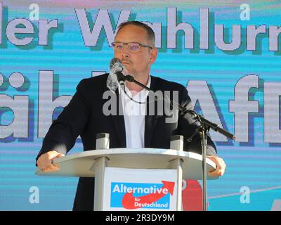 Martin Reichardt, politico tedesco dell'AFD, in occasione di un evento a Magdeburgo il 04.06.2021 Foto Stock