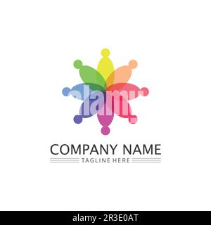 Logo People, Team, Succes People Work, Group and Community, vettore e design del logo Group Company e Business Care, logo Family Icon Succes Illustrazione Vettoriale