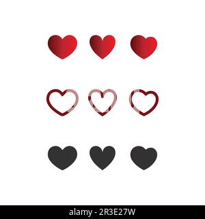 Logo del cuore e bellezza Love Vector icona disegno illustrazione modello simbolo Illustrazione Vettoriale