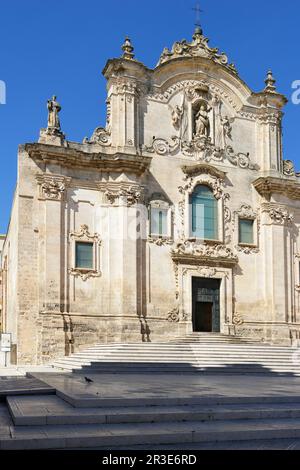 Vista sulla Chiesa di San Francesco d'Assisi, Matera, Basilicata regione d'Italia Foto Stock