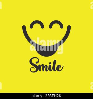 Sorridere icona, sorriso, logo vettore design felice emoticon Business, divertente design e vettore emoticon felicità Illustrazione Vettoriale