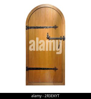 Vecchie porte russe in legno pesante di colore marrone. Foto Stock