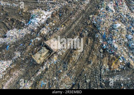 Vista aerea di discarica rifiuti municipali impianto di rifiuti, Pennsylvania, Stati Uniti Foto Stock