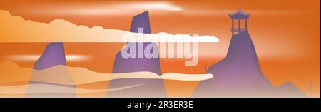 Panorama montano sulle nuvole delle montagne giapponesi Foto Stock