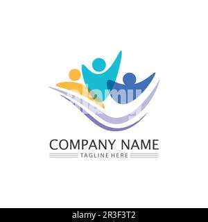 Logo People, Team, Succes People Work, Group and Community, vettore e design del logo Group Company e Business Care, logo Family Icon Succes Illustrazione Vettoriale