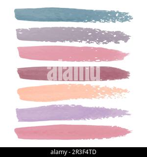 Vari tratti di vernice a colori su sfondo bianco - Vector Foto Stock