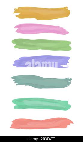 Vari tratti di vernice a colori su sfondo bianco - Vector Foto Stock